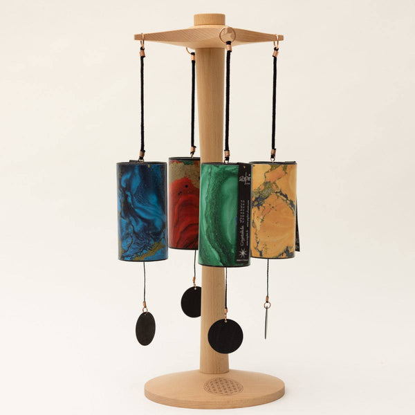 Zaphir® Chimes Set of 4 with stand - Flower of Life - Rotating Premium Stand -