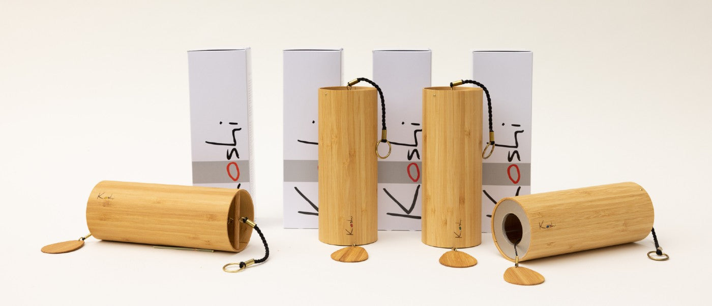 4 Koshi Wind Chimes + Designer Stand Terra/Aqua/Aria/Ignis