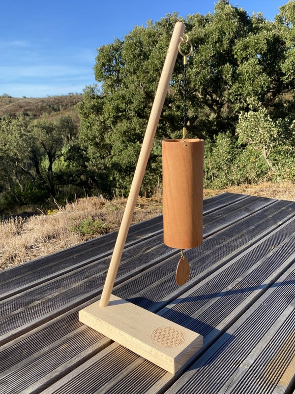 Koshi Earth Symphony Chime + Flower of Life Stand. Made in France - wind chime set with stand